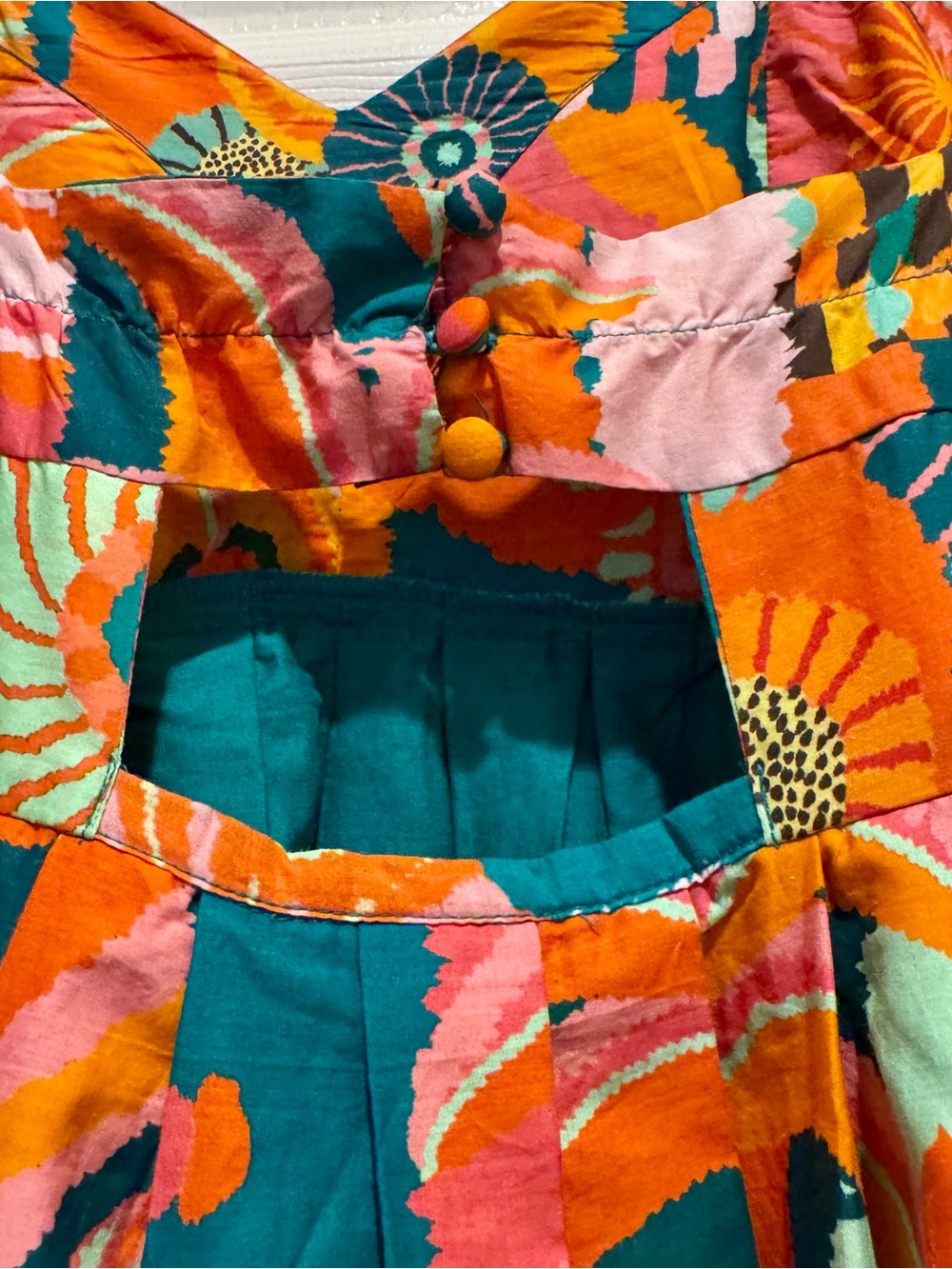 NWT Farm Rio Floral Appliqué Tropical Open Back Pleated Palm Midi Dress Size XS - Picture 10 of 10